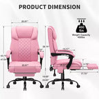 HOFFREE Chaise de bureau ergonomique avec 6 points de massage et inclinaison, réglable, similicuir, supporte 180 kg, idéale pour le bureau à domicile