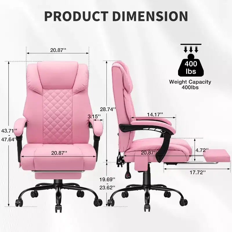 HOFFREE Chaise de bureau ergonomique avec 6 points de massage et inclinaison, réglable, similicuir, supporte 180 kg, idéale pour le bureau à domicile
