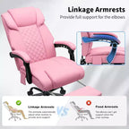 HOFFREE Chaise de bureau ergonomique avec 6 points de massage et inclinaison, réglable, similicuir, supporte 180 kg, idéale pour le bureau à domicile