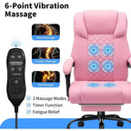 HOFFREE Chaise de bureau ergonomique avec 6 points de massage et inclinaison, réglable, similicuir, supporte 180 kg, idéale pour le bureau à domicile