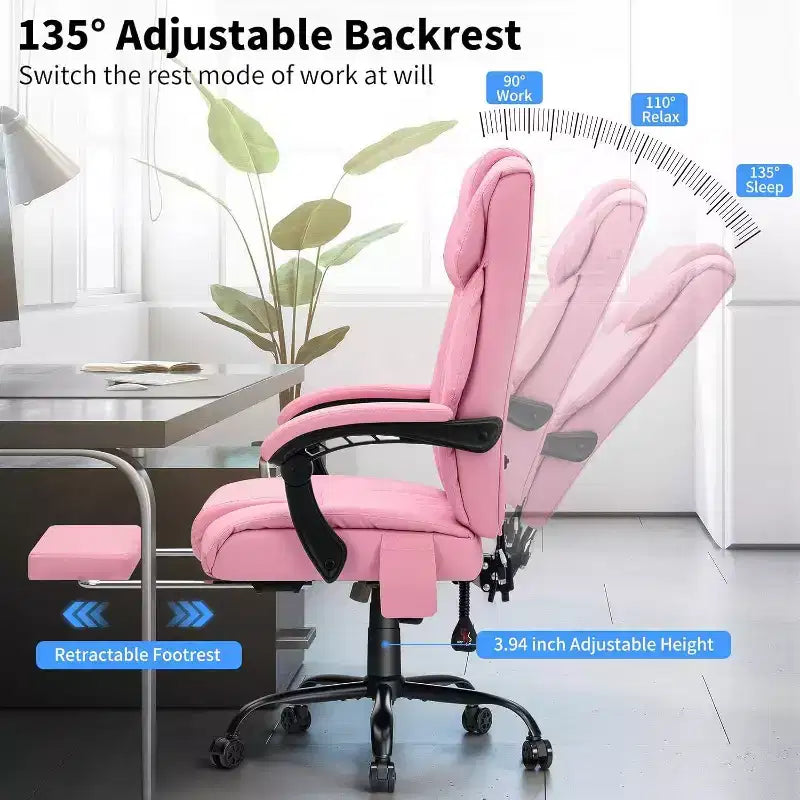 HOFFREE Chaise de bureau ergonomique avec 6 points de massage et inclinaison, réglable, similicuir, supporte 180 kg, idéale pour le bureau à domicile