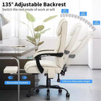 HOFFREE Chaise de bureau ergonomique avec 6 points de massage et inclinaison, réglable, similicuir, supporte 180 kg, idéale pour le bureau à domicile