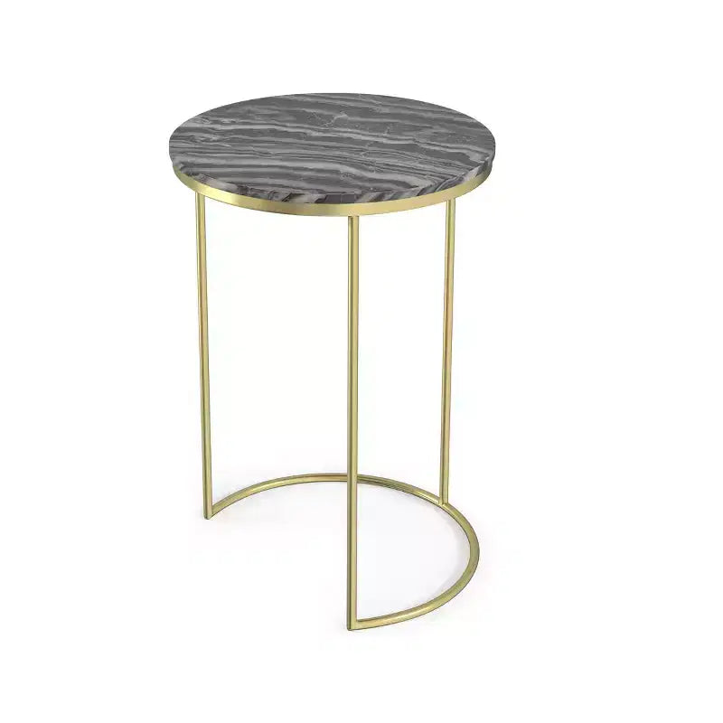 Tables gigognes Romina modernes contemporaines en métal doré de 40 cm de large, 2 pièces, entièrement assemblées