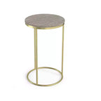 Tables gigognes Romina modernes contemporaines en métal doré de 40 cm de large, 2 pièces, entièrement assemblées