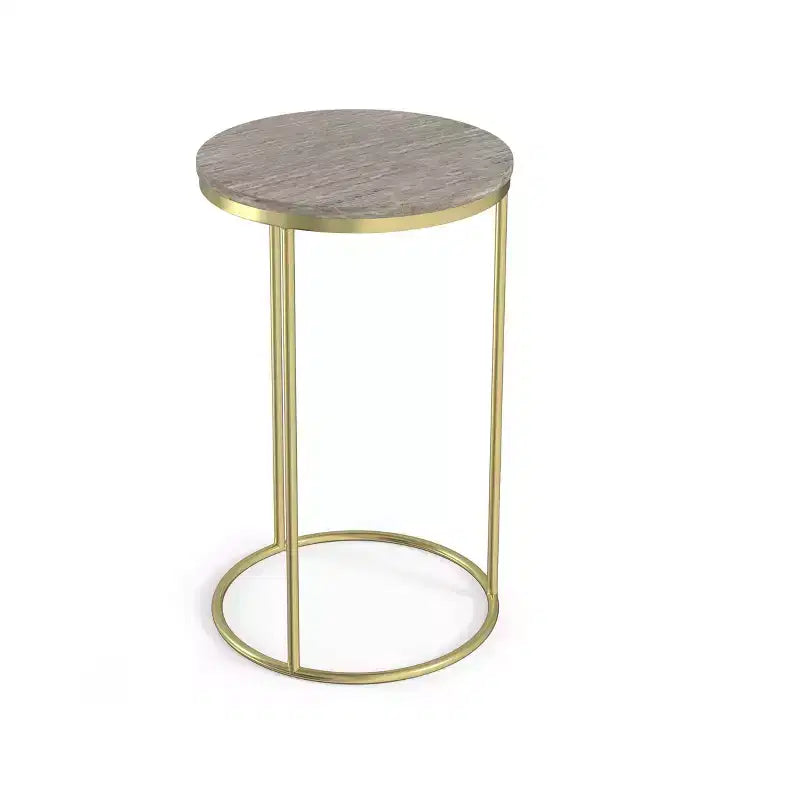 Tables gigognes Romina modernes contemporaines en métal doré de 40 cm de large, 2 pièces, entièrement assemblées