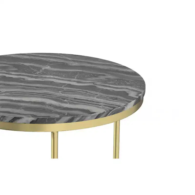 Tables gigognes Romina modernes contemporaines en métal doré de 40 cm de large, 2 pièces, entièrement assemblées