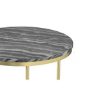 Tables gigognes Romina modernes contemporaines en métal doré de 40 cm de large, 2 pièces, entièrement assemblées