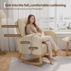 Fauteuil à bascule moderne pour chambre d'enfant, fauteuil à bascule rembourré en tissu bouclé, fauteuil inclinable confortable avec poche latérale, fauteuil à bascule planeur pour salon, chambre à coucher
