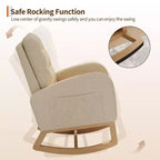 Fauteuil à bascule moderne pour chambre d'enfant, fauteuil à bascule rembourré en tissu bouclé, fauteuil inclinable confortable avec poche latérale, fauteuil à bascule planeur pour salon, chambre à coucher