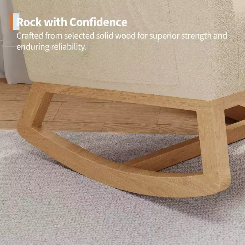 Fauteuil à bascule moderne pour chambre d'enfant, fauteuil à bascule rembourré en tissu bouclé, fauteuil inclinable confortable avec poche latérale, fauteuil à bascule planeur pour salon, chambre à coucher