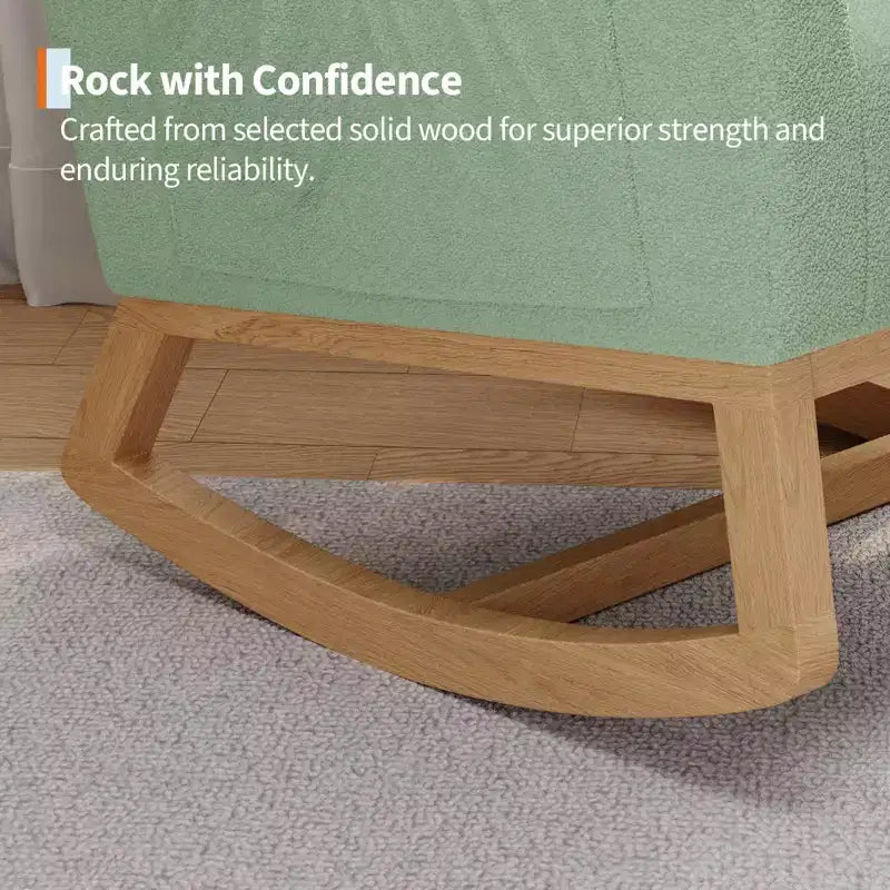 Fauteuil à bascule moderne pour chambre d'enfant, fauteuil à bascule rembourré en tissu bouclé, fauteuil inclinable confortable avec poche latérale, fauteuil à bascule planeur pour salon, chambre à coucher