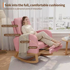 Fauteuil à bascule moderne pour chambre d'enfant, fauteuil à bascule rembourré en tissu bouclé, fauteuil inclinable confortable avec poche latérale, fauteuil à bascule planeur pour salon, chambre à coucher