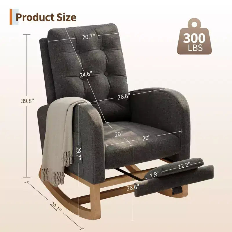 Fauteuil à bascule moderne pour chambre d'enfant, fauteuil à bascule rembourré en tissu bouclé, fauteuil inclinable confortable avec poche latérale, fauteuil à bascule planeur pour salon, chambre à coucher
