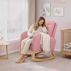 Fauteuil à bascule moderne pour chambre d'enfant, fauteuil à bascule rembourré en tissu bouclé, fauteuil inclinable confortable avec poche latérale, fauteuil à bascule planeur pour salon, chambre à coucher