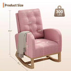 Fauteuil à bascule moderne pour chambre d'enfant, fauteuil à bascule rembourré en tissu bouclé, fauteuil inclinable confortable avec poche latérale, fauteuil à bascule planeur pour salon, chambre à coucher