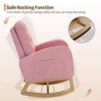 Fauteuil à bascule moderne pour chambre d'enfant, fauteuil à bascule rembourré en tissu bouclé, fauteuil inclinable confortable avec poche latérale, fauteuil à bascule planeur pour salon, chambre à coucher