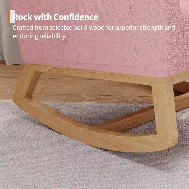 Fauteuil à bascule moderne pour chambre d'enfant, fauteuil à bascule rembourré en tissu bouclé, fauteuil inclinable confortable avec poche latérale, fauteuil à bascule planeur pour salon, chambre à coucher