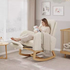Fauteuil à bascule moderne pour chambre d'enfant, fauteuil à bascule rembourré en tissu bouclé, fauteuil inclinable confortable avec poche latérale, fauteuil à bascule planeur pour salon, chambre à coucher
