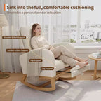 Fauteuil à bascule moderne pour chambre d'enfant, fauteuil à bascule rembourré en tissu bouclé, fauteuil inclinable confortable avec poche latérale, fauteuil à bascule planeur pour salon, chambre à coucher