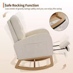 Fauteuil à bascule moderne pour chambre d'enfant, fauteuil à bascule rembourré en tissu bouclé, fauteuil inclinable confortable avec poche latérale, fauteuil à bascule planeur pour salon, chambre à coucher