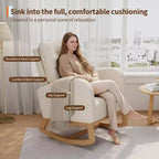 Fauteuil à bascule moderne pour chambre d'enfant, fauteuil à bascule rembourré en tissu bouclé, fauteuil inclinable confortable avec poche latérale, fauteuil à bascule planeur pour salon, chambre à coucher