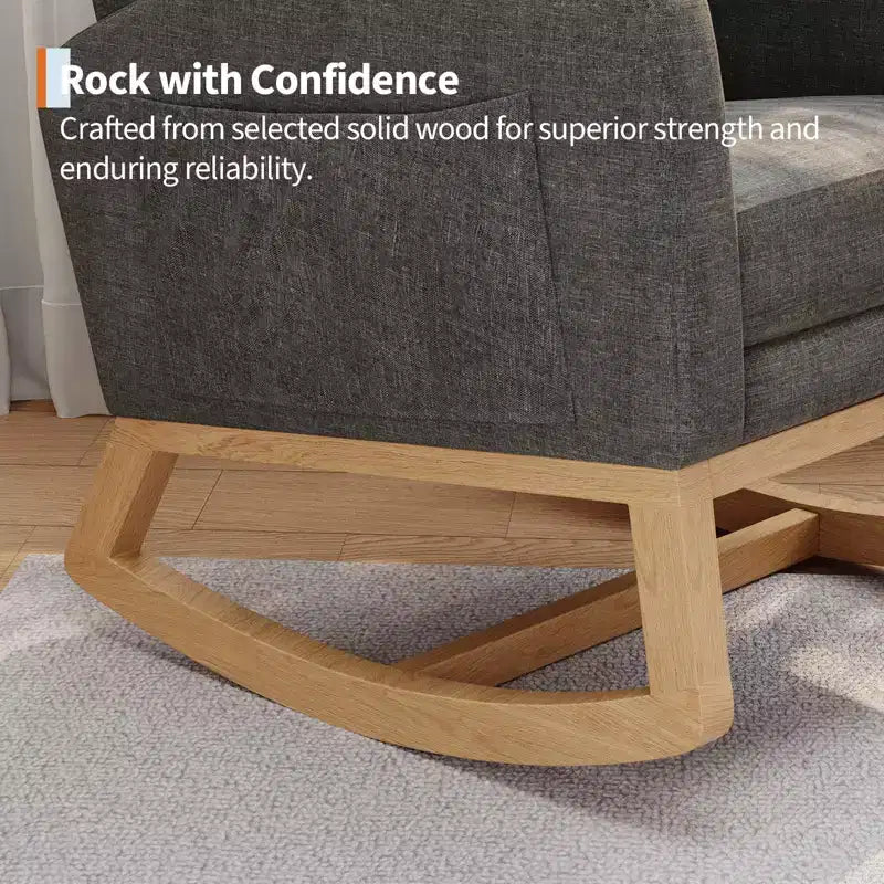 Fauteuil à bascule moderne pour chambre d'enfant, fauteuil à bascule rembourré en tissu bouclé, fauteuil inclinable confortable avec poche latérale, fauteuil à bascule planeur pour salon, chambre à coucher