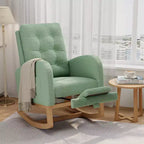 Fauteuil à bascule moderne pour chambre d'enfant, fauteuil à bascule rembourré en tissu bouclé, fauteuil inclinable confortable avec poche latérale, fauteuil à bascule planeur pour salon, chambre à coucher