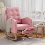 Fauteuil à bascule moderne pour chambre d'enfant, fauteuil à bascule rembourré en tissu bouclé, fauteuil inclinable confortable avec poche latérale, fauteuil à bascule planeur pour salon, chambre à coucher