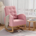 Fauteuil à bascule moderne pour chambre d'enfant, fauteuil à bascule rembourré en tissu bouclé, fauteuil inclinable confortable avec poche latérale, fauteuil à bascule planeur pour salon, chambre à coucher