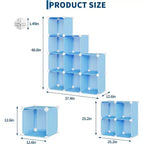 Meuble de rangement 9 cubes en PVC, Étagère modulaire facile à monter pour chambre et salon, Bleu