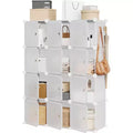 Detachable 8-Tier Shoe Rack, 32-Pair Expandable Organizer with Door for Entryway & Bedroom, Gray