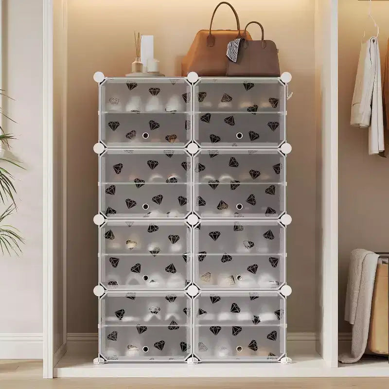 Range-chaussures détachable à 8 niveaux, organisateur extensible pour 32 paires avec porte pour entrée et chambre à coucher, gris