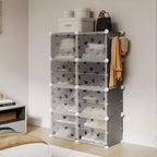 Range-chaussures détachable à 8 niveaux, organisateur extensible pour 32 paires avec porte pour entrée et chambre à coucher, gris
