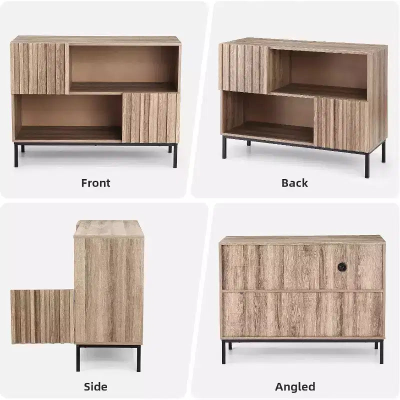 Console cannelée, Table d'entrée moderne du milieu du siècle avec rangement pour couloir de salon