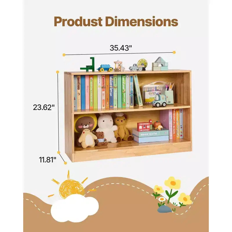 VIYET 35 Bibliothèque Montessori à 2 niveaux - Organiseur de rangement de jouets pour chambre à coucher, chambre d'enfant, salon, entrée, école maternelle, marron