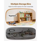 VIYET 35 Bibliothèque Montessori à 2 niveaux - Organiseur de rangement de jouets pour chambre à coucher, chambre d'enfant, salon, entrée, école maternelle, marron