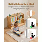 VIYET 35 Bibliothèque Montessori à 2 niveaux - Organiseur de rangement de jouets pour chambre à coucher, chambre d'enfant, salon, entrée, école maternelle, marron
