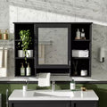 GDFStudio Kenai 42 Bathroom Wall Mounted Medicine Cabinet with High-Define Mirror and Open Shelves