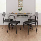 Ensemble table à manger pour 4 avec étagère de rangement, table de cuisine 5 pièces et 4 chaises rembourrées, plateau de table en bois et cadre métallique robuste, ensemble de salle à manger