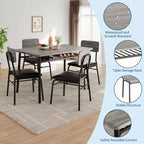 Ensemble table à manger pour 4 avec étagère de rangement, table de cuisine 5 pièces et 4 chaises rembourrées, plateau de table en bois et cadre métallique robuste, ensemble de salle à manger