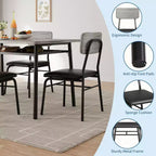 Ensemble table à manger pour 4 avec étagère de rangement, table de cuisine 5 pièces et 4 chaises rembourrées, plateau de table en bois et cadre métallique robuste, ensemble de salle à manger