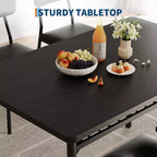 Ensemble table à manger pour 4 avec étagère de rangement, table de cuisine 5 pièces et 4 chaises rembourrées, plateau de table en bois et cadre métallique robuste, ensemble de salle à manger