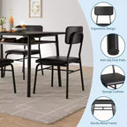 Ensemble table à manger pour 4 avec étagère de rangement, table de cuisine 5 pièces et 4 chaises rembourrées, plateau de table en bois et cadre métallique robuste, ensemble de salle à manger