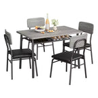 Ensemble table à manger pour 4 avec étagère de rangement, table de cuisine 5 pièces et 4 chaises rembourrées, plateau de table en bois et cadre métallique robuste, ensemble de salle à manger