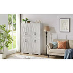 VIYET 68 Meuble d'appoint multifonctionnel pour salon, armoire de rangement en panneaux de particules blanches + MDF (dispositif anti-basculement pour salon/chambre/bureau)