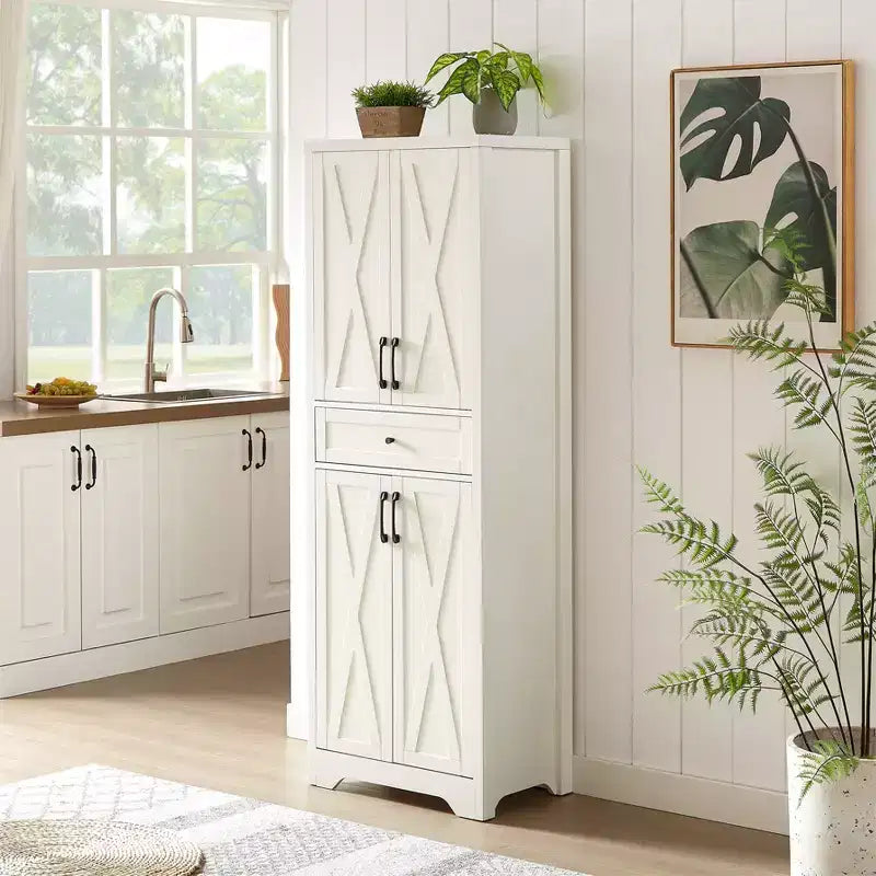 VIYET 68 Meuble d'appoint multifonctionnel pour salon, armoire de rangement en panneaux de particules blanches + MDF (dispositif anti-basculement pour salon/chambre/bureau)