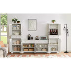VIYET 68 Meuble d'appoint multifonctionnel pour salon, armoire de rangement en panneaux de particules blanches + MDF (dispositif anti-basculement pour salon/chambre/bureau)