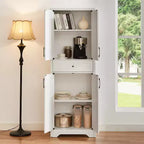 VIYET 68 Meuble d'appoint multifonctionnel pour salon, armoire de rangement en panneaux de particules blanches + MDF (dispositif anti-basculement pour salon/chambre/bureau)