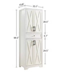 VIYET 68 Meuble d'appoint multifonctionnel pour salon, armoire de rangement en panneaux de particules blanches + MDF (dispositif anti-basculement pour salon/chambre/bureau)