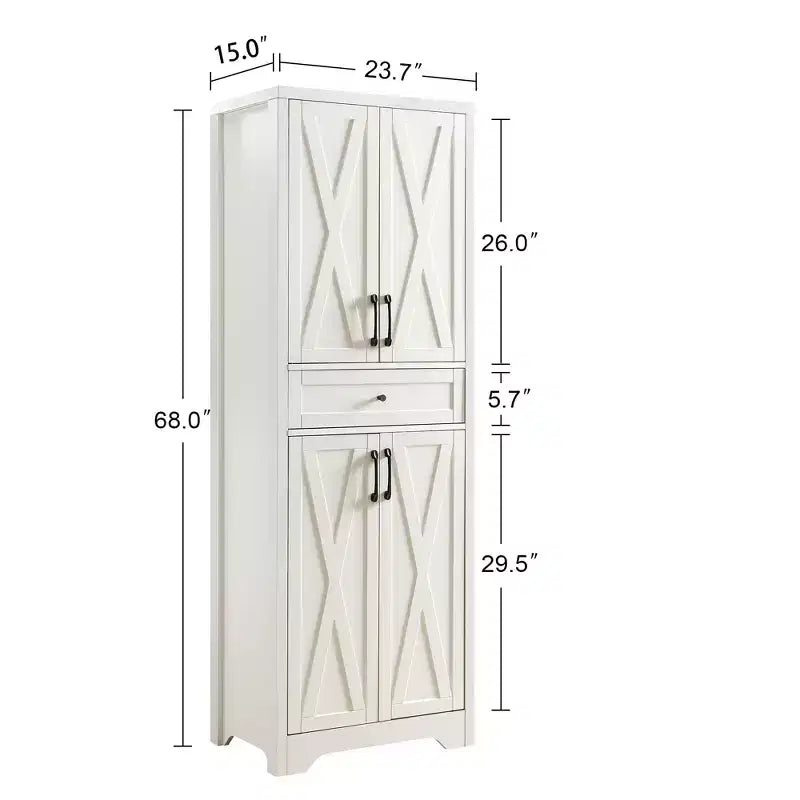 VIYET 68 Meuble d'appoint multifonctionnel pour salon, armoire de rangement en panneaux de particules blanches + MDF (dispositif anti-basculement pour salon/chambre/bureau)